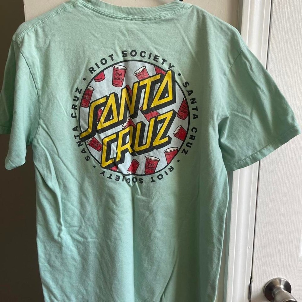 Riot Society Santa Cruz Party Cup Graphic T-Shirt Mens Medium Mint Green Skate - Picture 3 of 5